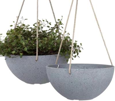 China Designs L-Hanging Rope Flowerpot Planter Basket Indoor Plant 10 Inch Outdoor Flowerpot Garden Flowerpot Light Gray for sale