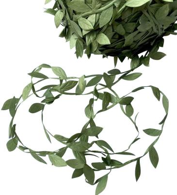 China L-Hot Sale Olive Green Silk Leaf Trim Ribbon For Baby Shower DIY Craft Party Wedding Home Decor for sale