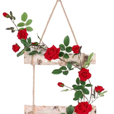 China Designs L-Artificial Rattan Vine Flower Artificial Flower Wall Hanging Decorative Basket for sale