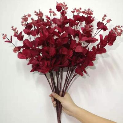 China Artificial Silk Greenery Plants Eucalyptus Bouquet With Total 16 Stems Arrangement For Party Home Wedding C031 for sale