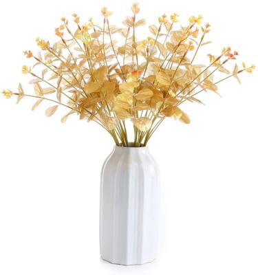 China Artificial Gold Eucalyptus Flower Greenery Plants For Wedding Bouquet Party Craft Home Decor C047 for sale