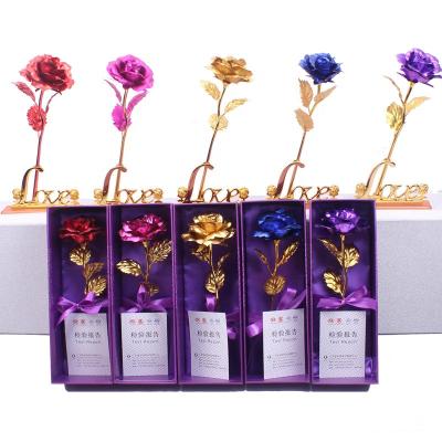 China Wholesale High Quality Artificial Gold H-101 24K Rose Flowers For Valentine's Day Gift Beautiful Colorful for sale