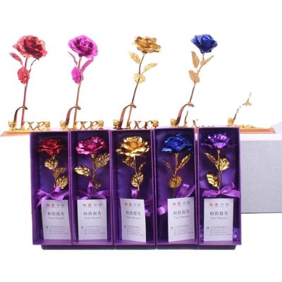 China Designs L-003 24K Gold Foil Artificial Rose For Monther's Day Gift Flower Birthday Gift And Christmas Decoration Colorful for sale