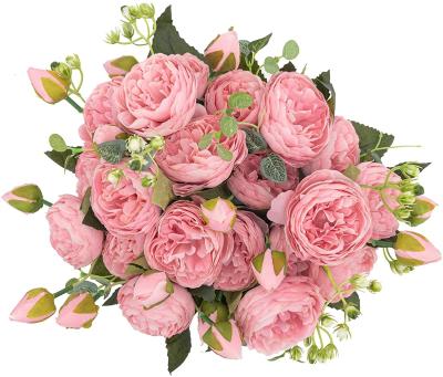 China Small Pieces Peony Artificial Pink Silk Flower Design For Wedding Bouquet Home Decoration C008 for sale