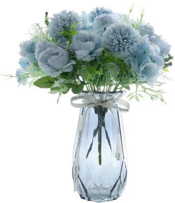 China Silk Artificial Flowers Blue Peony Hydrangea Bouquet Arrangements Wedding Table Centerpieces Decor C016 for sale