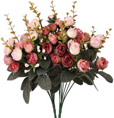 China Artificial Flower Rose Silk Bouquet Arrangements Wedding Decoration Table Centerpieces C037 for sale