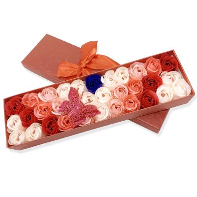 China Artificial Red Silk+Plastic Rose Shaped Face Soap With Box As A Gift For Women Daughter Mom And Home Decor for sale