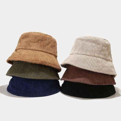 China Bucket Hats Wholesale Empty Bucket Hats OEM Autumn Winter Retro Corduroy Veracap Vintage Fisherman Corduroy Custom Hat For Women for sale