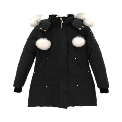 China Custom Anti-Wrinkle Jacket Canada Stripper Coat Winter Coat Mid-Thigh Fur Trim Hood Down Long for sale