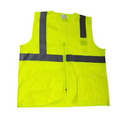 China HIGH VISIBILITY AND 360Â ° Custom Safety Mesh Hi Vis High Visibility REFLECTIVITY Logo Printing Reflect Warning Yellow Reflective Vest With Three Pockets Te koop