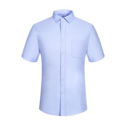 Китай Chinese Factory Hot Selling Slim Fit Cotton Short Sleeve Anti-wrinkle Business White And Blue Dress Shirt продается