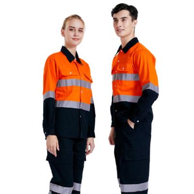 Chine Wholesale Vis Shirts Cotton Long Sleeve Construction Anti Shrink Hi Visibility Safety Work Shirt With Pocket à vendre