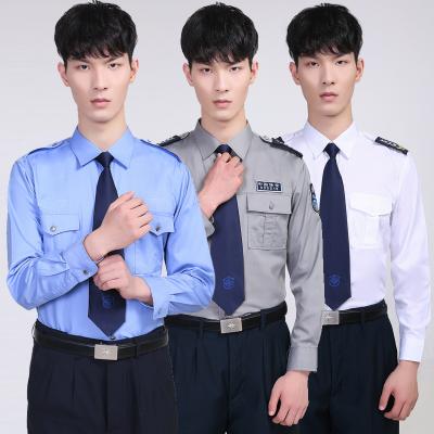 Cina Customized Men's Security Guard Dress Uniform /Cheap Security Shirt Blue White Brown Design Security Guard Acid Resistant Latest Wear in vendita