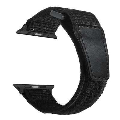 China Fashion. Adjustable Black Breathable Fabric Sports Watch Band Nylon Buckle For Apple Watch Band 1/2/3/4/5/6/7 for sale