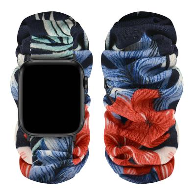 China Fashion. Wholesale Fabric Sports Supplier Fancy Flower Women Scrunchie Apple Elastic Watch Bands for sale