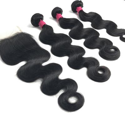 China Body Wave in Lace Frontal Closure Nature Black Human Cuticle Aligned Brazilian Hair Body Wave Hair Weave Extensions for sale