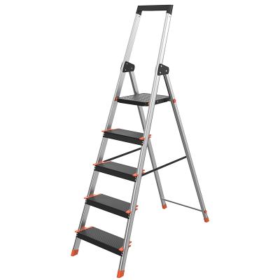 China Aluminum Portable Folding Ladders 5 Steps Ladder With Big Pedal For Household for sale