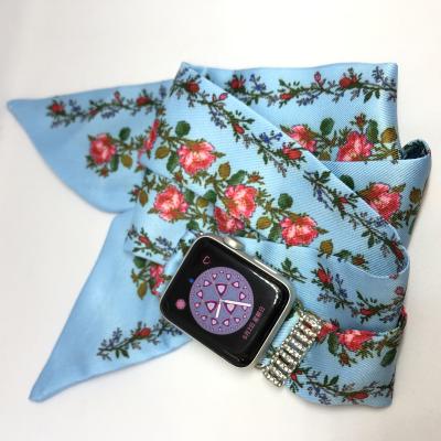 China For iwatch Mori Printed Broken Flower Strap Silk Strap for Apple Watch for sale