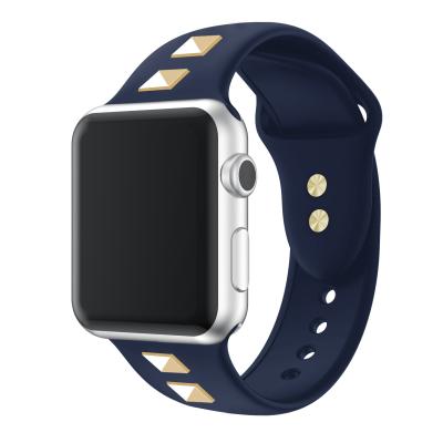 China For iwatch Fashion Stylish Punk Rivets Sport Replacement Soft Silicone Band For Apple Watch Custom Watch Band for sale