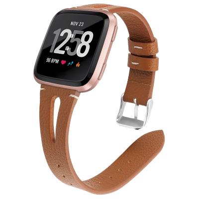 China For iwatch Replacement Leather Wrist Band Strap For Fitbit Versa, Women Belt Smart Watch Bands for sale