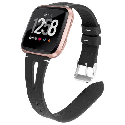 China For iwatch Genuine Leather Watch Bands for Fitbit Versa, Hot Selling Leather Smart Watch Strap for sale