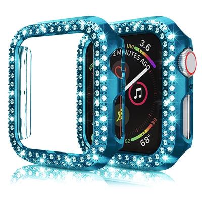 China Full Protective Bezel Set With Diamond Shell Protective Watch Case For Apple Watch Goddess Style for sale