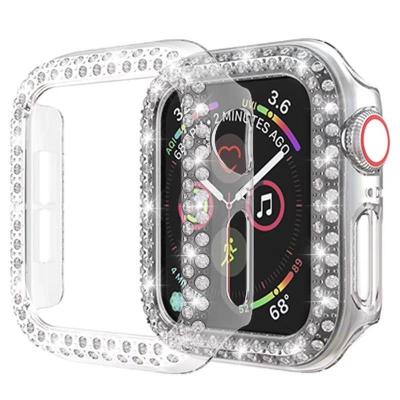 China Full Protection For Apple Watch Double Rows Diamond-encrusted Protective Watch Case for sale