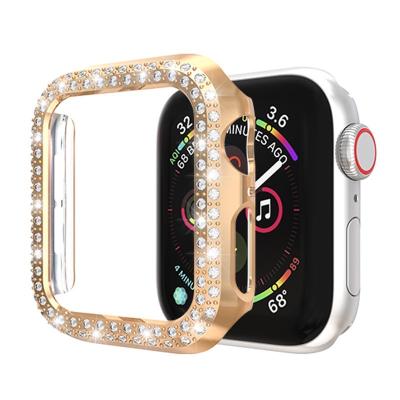 China Diamond-encrusted Full Protective Luxury Watch Case Double Rows For Apple Watch for sale