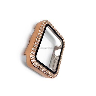 China Diamond Bling Glass Screen Watch Protection Shockproof Rugged Cover For Apple For iWatch Case for sale