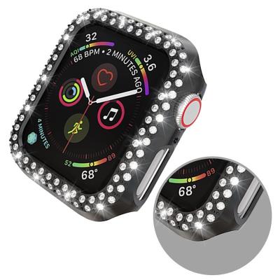 China Explosion-proof/Drop-proof For Apple Watch Series 6 5 4 3 2 1 Case 38mm 42mm Bling Double-row Diamond Smart Watch Protective Bumper Case for sale