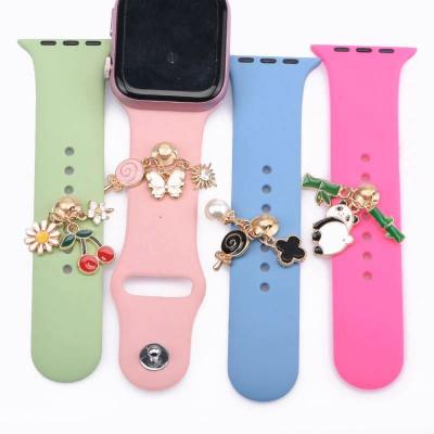 China Custom Hard Enamel Stainless Steel Band Charms For Apple Watch Band Charms for sale