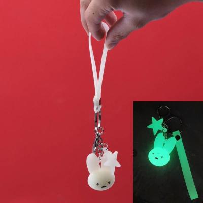 China Wholesale 3D Rubber Pompom BLM/Bad Glowing Bunny Key Chain Custom Charm Hinder For Women Car Bag Accessories 2D PVC Key Ring Chain For School Bag for sale