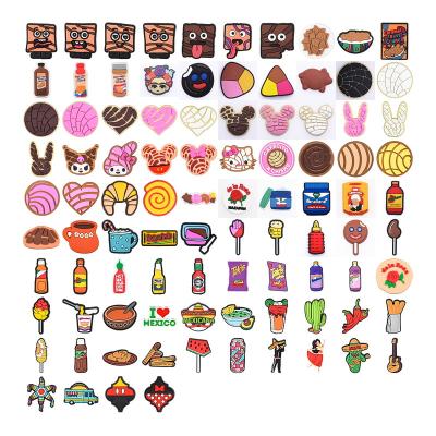 China 2021 Wholesale Customized Eco-friendly PVC Decoration Accessories Rubber Mexican Colorful Foods Drink Shoe Croc Charms For Clogs for sale