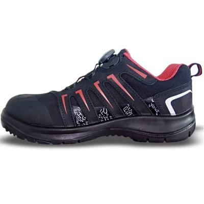 China Black Cowhide Nubuck Anti Slip Leather Safety Shoes With Turning BOA Lace System for sale