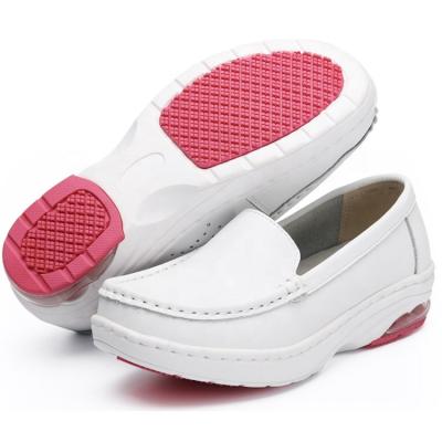 China Slip Resistant White Leather Nurse Shoes Women Medical Shoes Non Slip Kitchen Shoes for sale