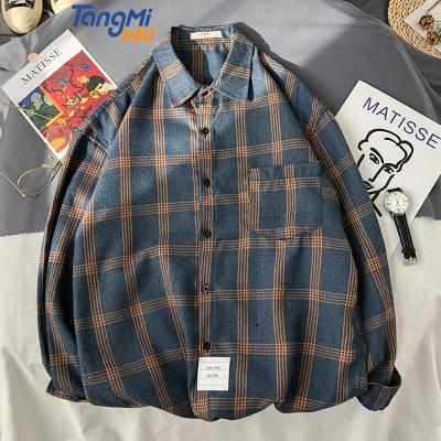 China Wholesale LOGO Customization Plus Size Men's Anti-pilling Shirt Long Sheath Oversized Casual Plaid Shirt Men for sale