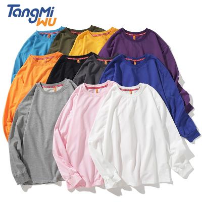 China Anti-Wrinkle 11Colors Wholesale LOGO Custom Cotton 100% Plain White Long Sleeve T-Shirt for sale