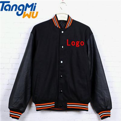 China TMW Embroidery Baseball Jacket Custom Logo Single Breasted Single Breasted PU Leather Jacket QUICK DRY for sale