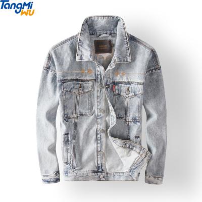 China Wholesale Breathable High Quality Cotton Denim Jacket Embroidery Jeans Jacket Blue Washed Process Men Retro for sale