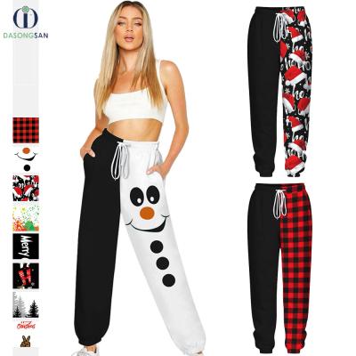 China 2020 high street style women's pants workable hot casual elastic waist loose Christmas high waisted printed tie dye sweatpants woman for sale