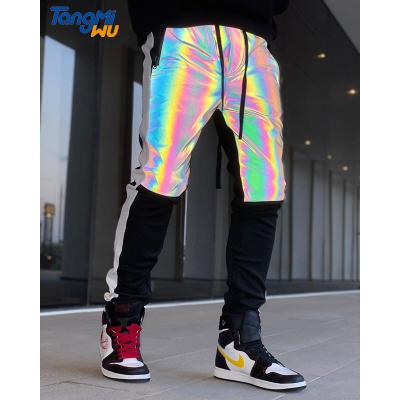 China TMW Viable laser colorful mens pant color block techwear slim cargo pants fashion pants hip hop pants reflective joggers for sale