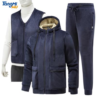 China Winter Casual Wholesale TMW Man's Lambswool Colthing Loose Sport Suit Traje de invierno Men's Cardigan Vest Hoodie Set for sale