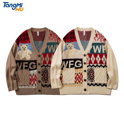 China TMW Anti-wrinkle autumn wholesale bear sweater graphic loose trui heren the street to use wool men's cardigan knitted sweater for sale