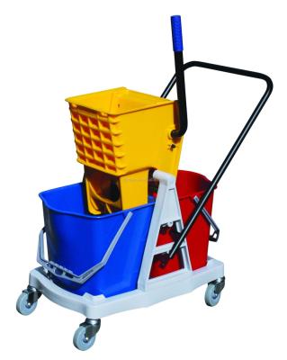 China AF08075 BAIYUN Viable CLEANING Tools 34L Mop Wringer With Two Bucket Wringer Trolley For Office Hotel Restaurant for sale