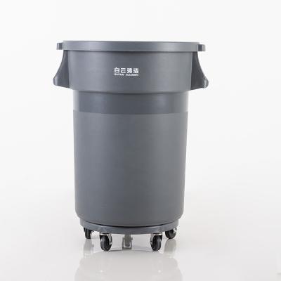 China AF07501-AF07503 80L/120L/168L Baiyun Viable Cleaning With Wheelbase Circular Trash Can Garbage Bin for sale