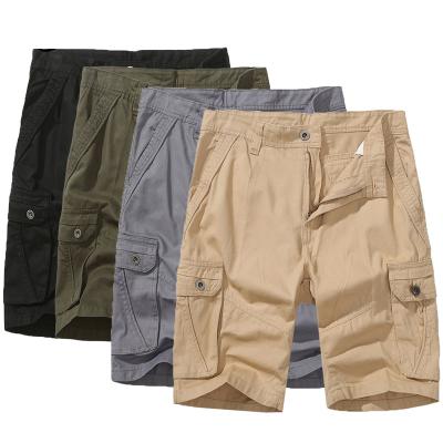 China Sustainable Mens Cargo Shorts Solid Color Loose Mid-waist Cotton Sweatpants Casual Running Shorts Mens Summer Shorts Multi-pockets Sweatpants for sale