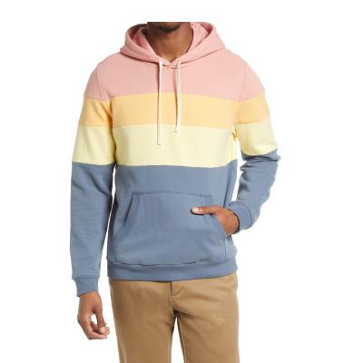 China Anti-Wrinkle Stripe Cool Oversized Simple Men's Colorblock Pullover Hoodie for sale