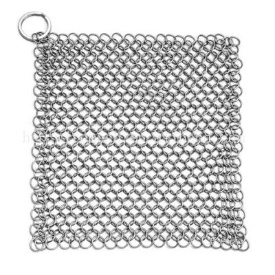 China Corrosion Resistance 304 Stainless Steel Chain Link Ring Mesh Iron Pan Scrubber for sale