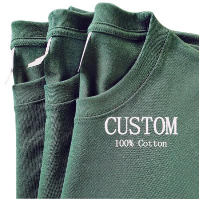 China OEM Customized 210g Round Drop Shoulder Neck Anti-Shrink T-Shirt Customized Logo High Quality Thick Cotton Printing Embroidered Men T Shirts for sale