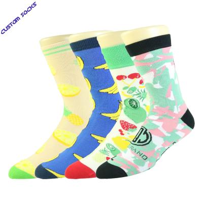 China Crazy colorful fresh men's happy logo antibacterial men's socks fashion design cotton dress socks custom crew socks for men for sale